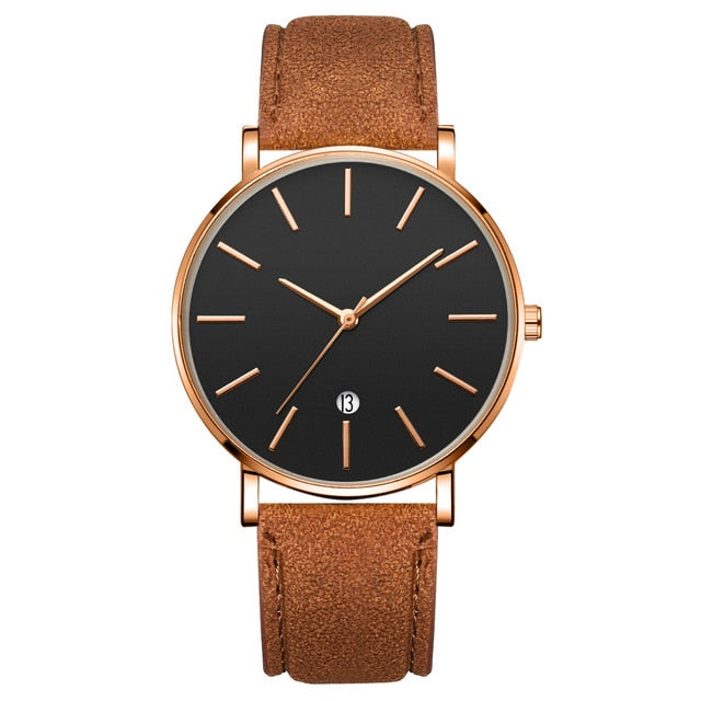 Synthetic Leather Analog Quartz Watch - Shopeasywear