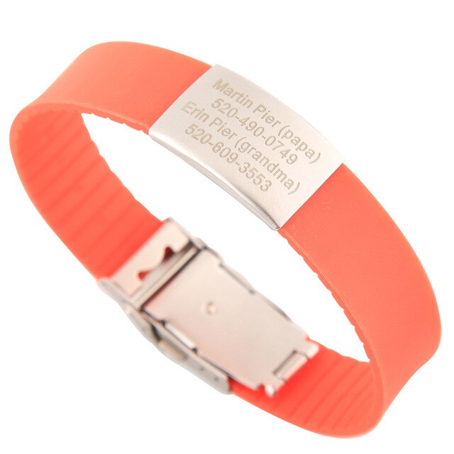 Custom Children ID Bracelet Child Engraved Identification Bracelets Baby SOS Wrist Band Kids Boys ID Safety Silicone Wristbands - Shopeasywear