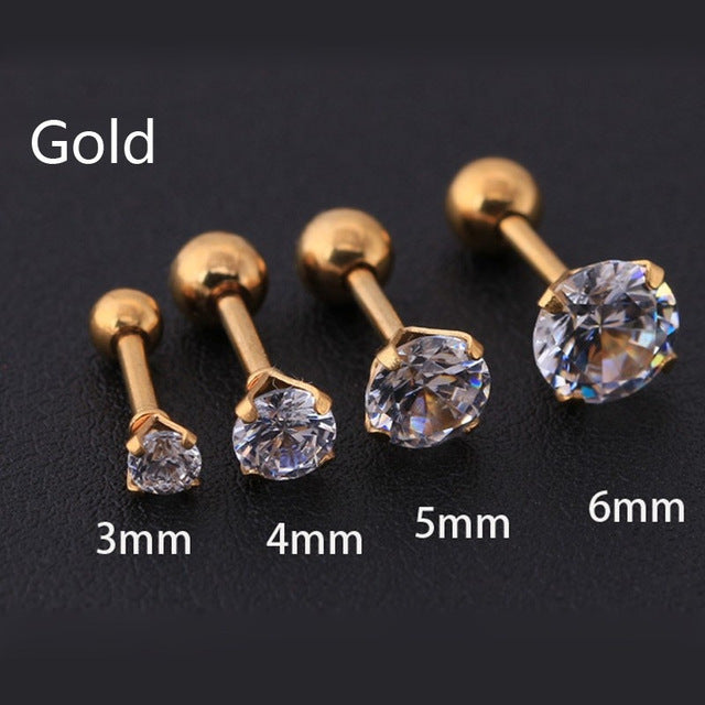 Medical titanium needle True zircon Earrings - Shopeasywear