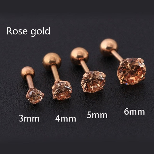 Medical titanium needle True zircon Earrings - Shopeasywear