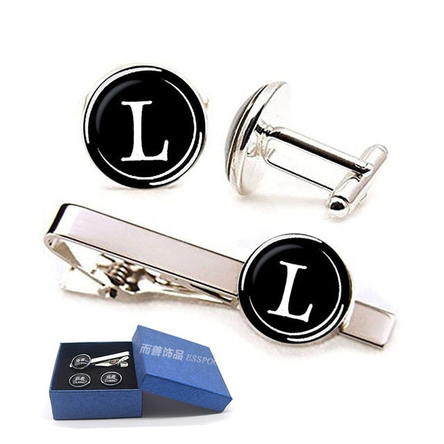 26 Alphabet Letters Print Personality Men Tie Clip Set - Shopeasywear