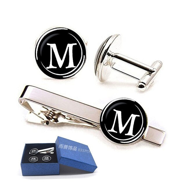 26 Alphabet Letters Print Personality Men Tie Clip Set - Shopeasywear
