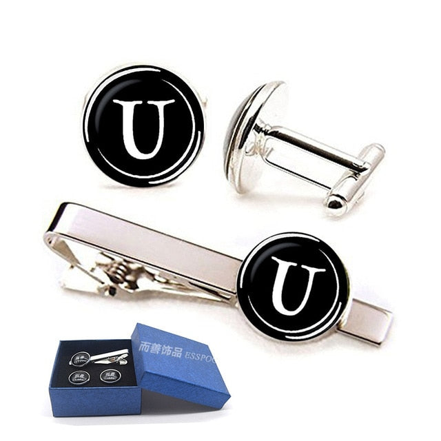 26 Alphabet Letters Print Personality Men Tie Clip Set - Shopeasywear