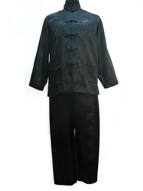 Navy blue Men's Polyester Satin Pajama Sets