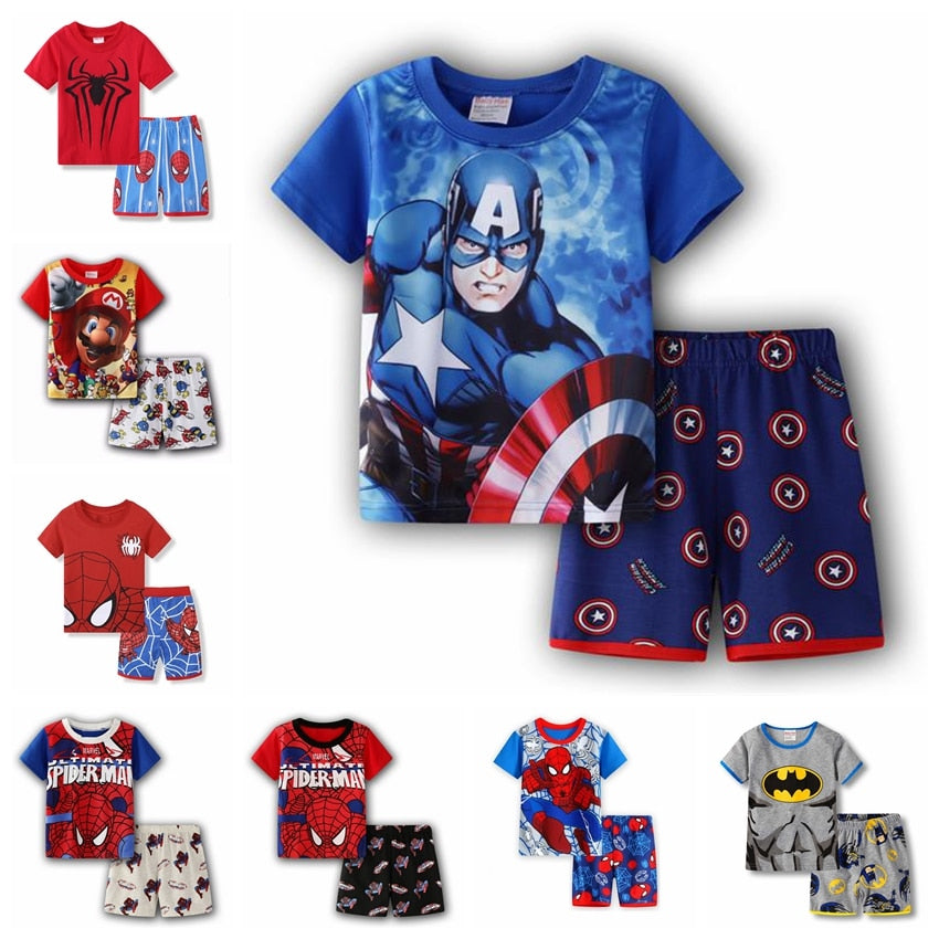Captain America Summer Short Sleeve Children Pajamas