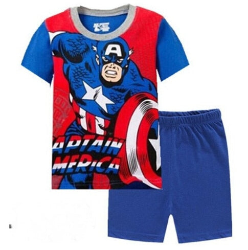 Captain America Summer Short Sleeve Children Pajamas