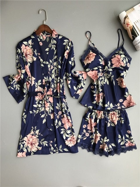 Spaghetti Strap Printing Lace Sexy Women Pajamas