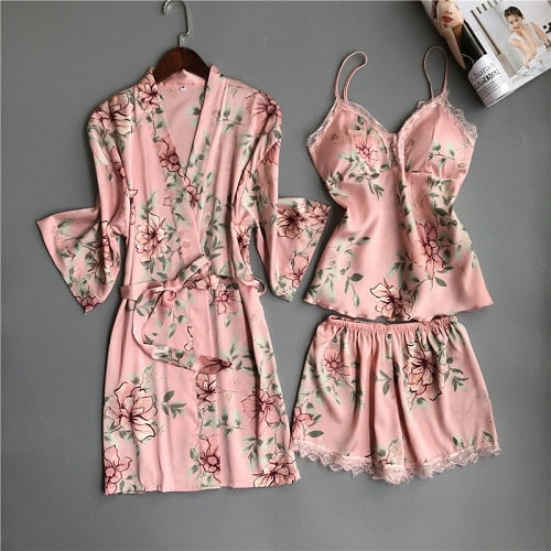 Spaghetti Strap Printing Lace Sexy Women Pajamas