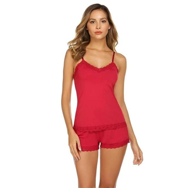 Women Sexy Spaghetti Strap Lingerie Pajamas Set