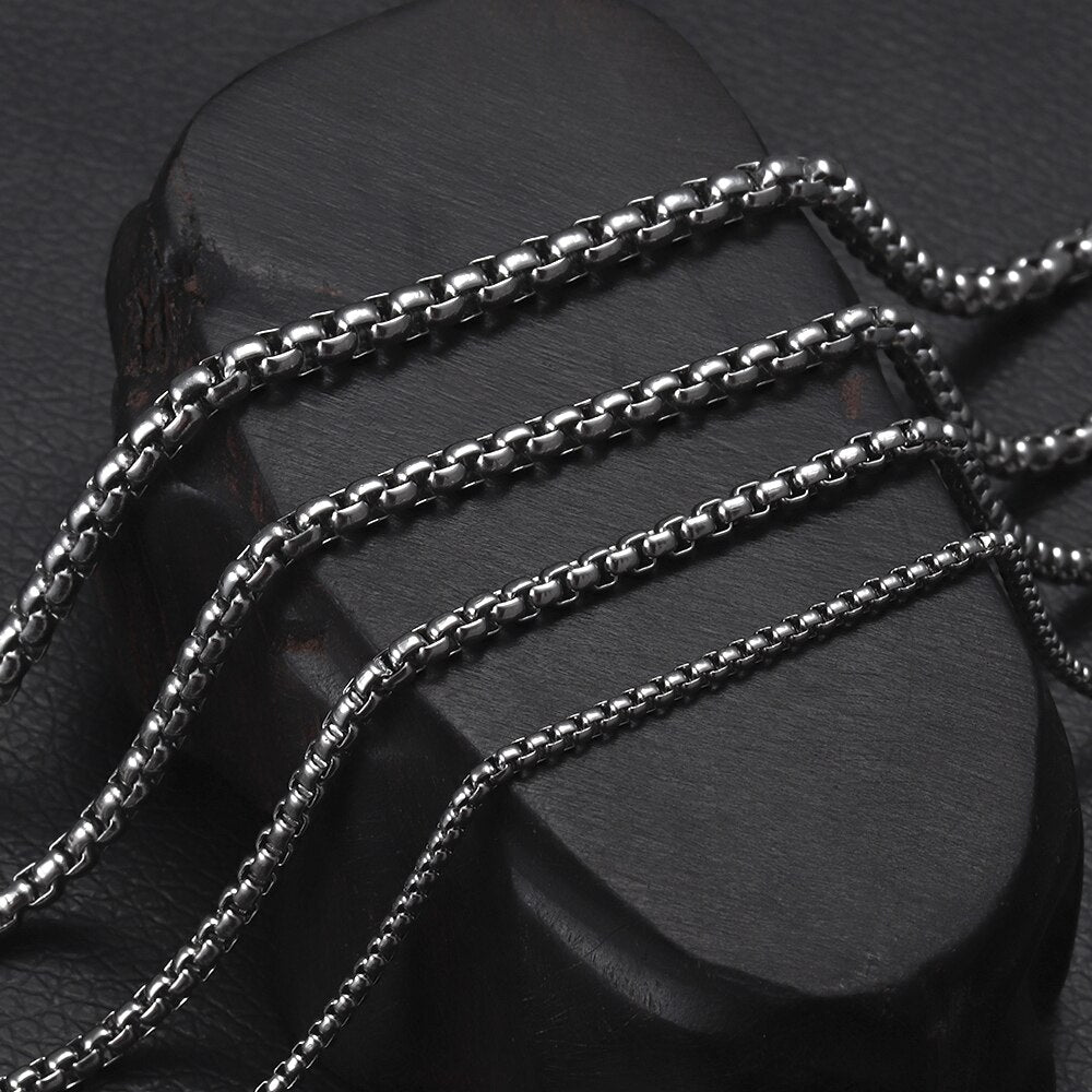 Stainless Steel Necklace Box Chain with Lobster Clasp Silver Tone Jewelry DIY Making Finished Chains Men's Accessories 2-4mm - Shopeasywear