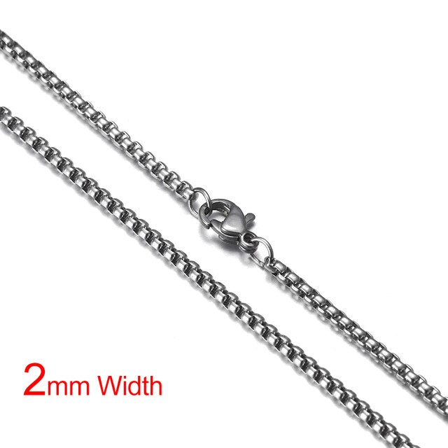 Stainless Steel Necklace Box Chain with Lobster Clasp Silver Tone Jewelry DIY Making Finished Chains Men's Accessories 2-4mm - Shopeasywear