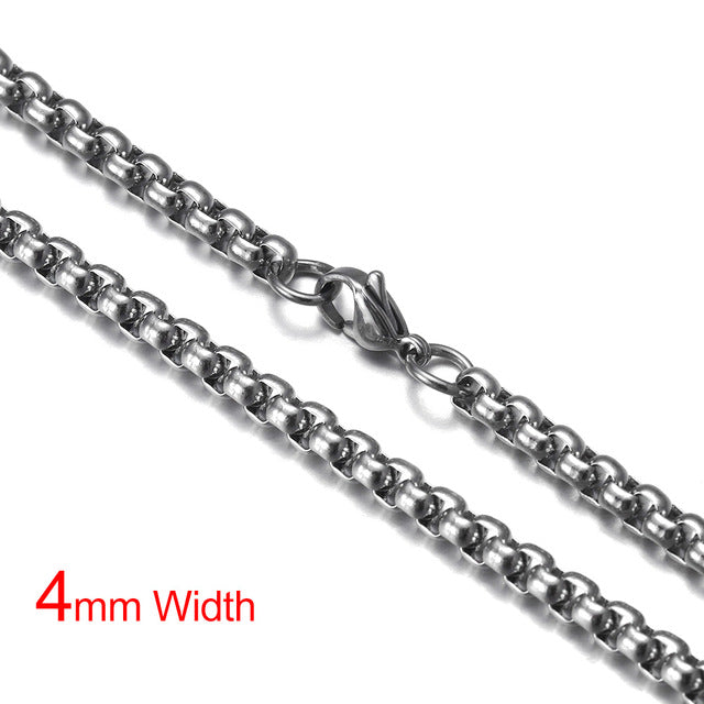 Stainless Steel Necklace Box Chain with Lobster Clasp Silver Tone Jewelry DIY Making Finished Chains Men's Accessories 2-4mm - Shopeasywear