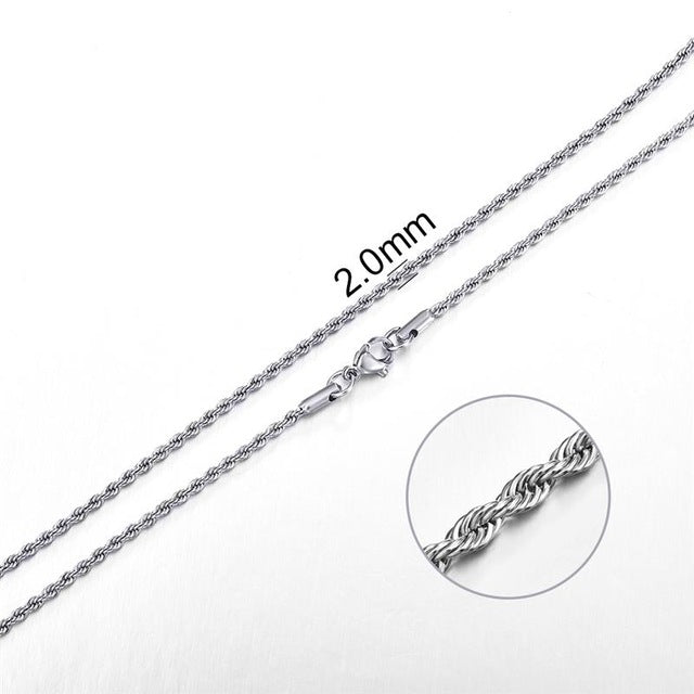 2mm-7mm Rope Chain Necklace - Shopeasywear
