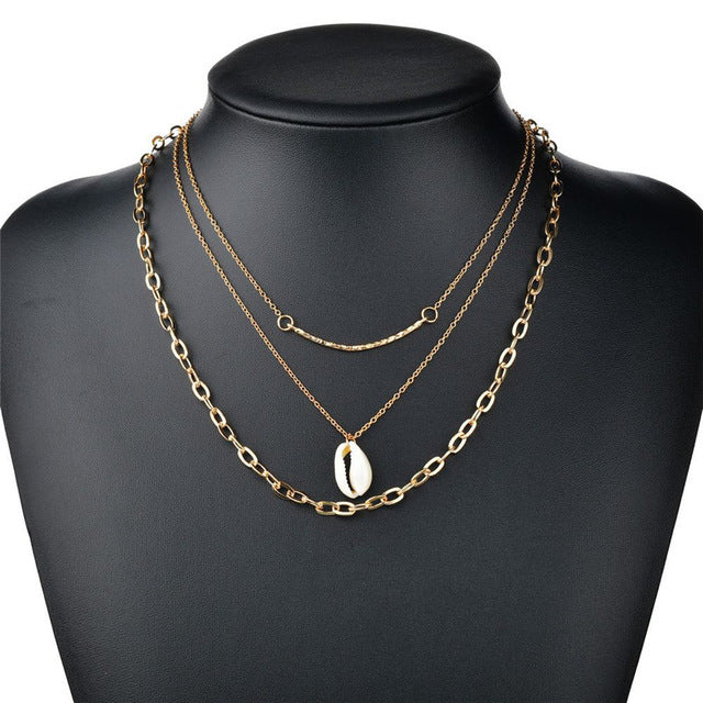 LETAPI Punk Metal Heart Choker Necklace For Women Big Thick Chain Round Hollow Multilayer Pendant Long Necklaces Jewelry - Shopeasywear