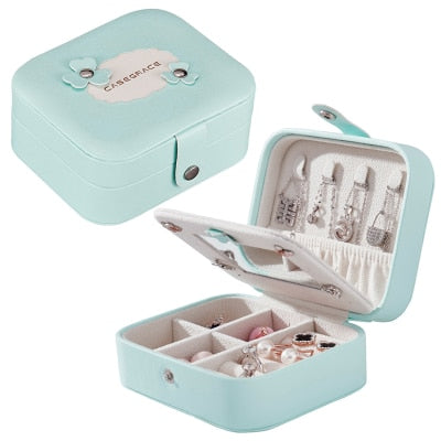 Guanya Newest Mini Stud Earrings Rings Jewelry Box Useful Makeup Organizer With Zipper Travel Portable Display Case Women's Gift - Shopeasywear