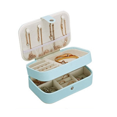 Guanya Newest Mini Stud Earrings Rings Jewelry Box Useful Makeup Organizer With Zipper Travel Portable Display Case Women's Gift - Shopeasywear