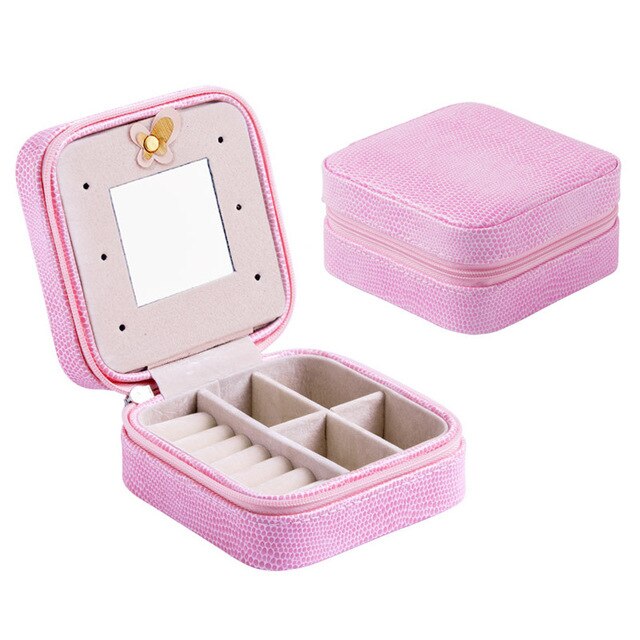 Guanya Newest Mini Stud Earrings Rings Jewelry Box Useful Makeup Organizer With Zipper Travel Portable Display Case Women's Gift - Shopeasywear