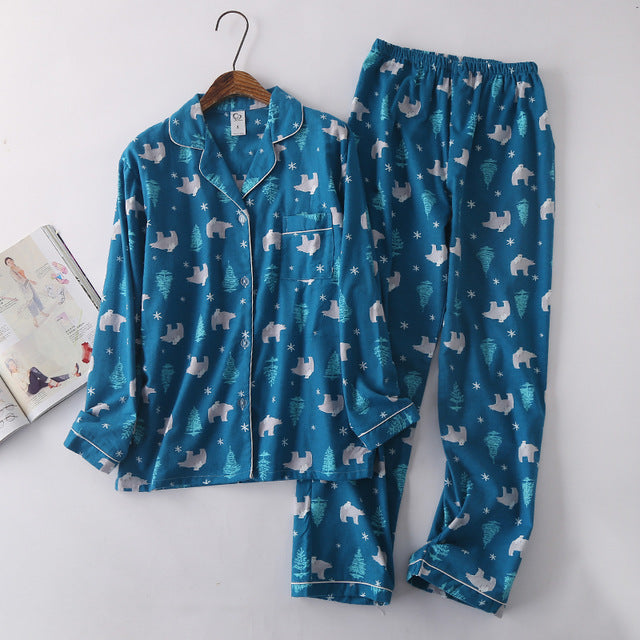 Korea Cute Cartoon 100% Cotton Pajamas For Women