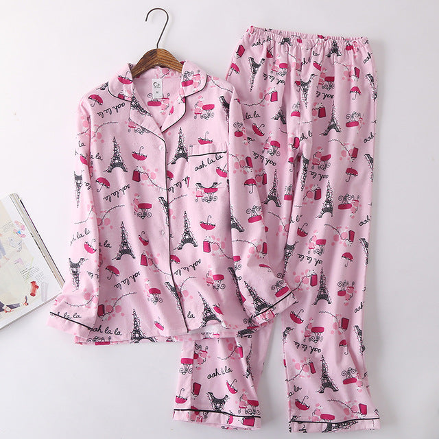Korea Cute Cartoon 100% Cotton Pajamas For Women