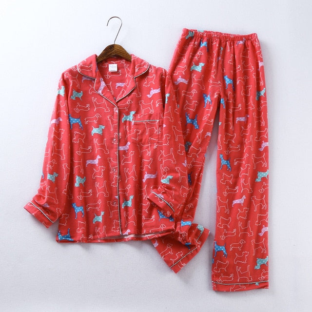 Korea Cute Cartoon 100% Cotton Pajamas For Women
