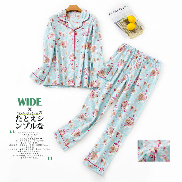 Korea Cute Cartoon 100% Cotton Pajamas For Women