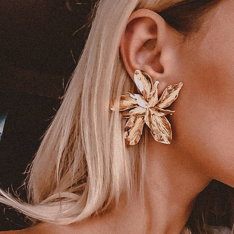 DIEZI Exaggeration Fashion Big Flower Dangle Drop Earrings For Women Ladies Statement Pendant Earrings 2019 New Pendientes - Shopeasywear