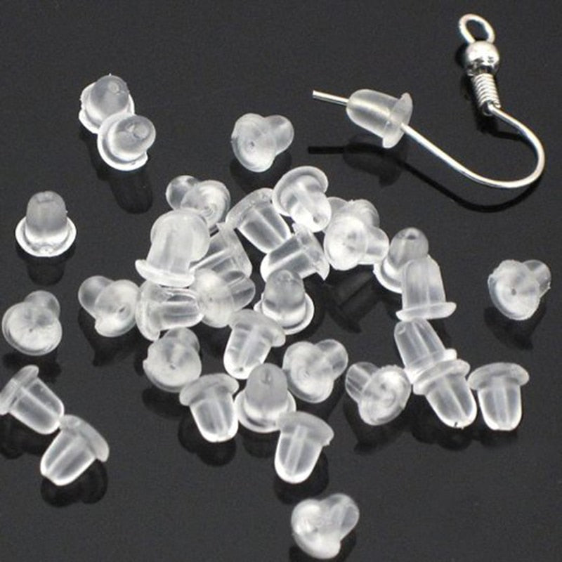 50PCS/Bag Silicone Rubber Earring Clasp Styles Ear Nut Earrings Jewelry Accessories Plugging Earring Back Earstud Findings - Shopeasywear