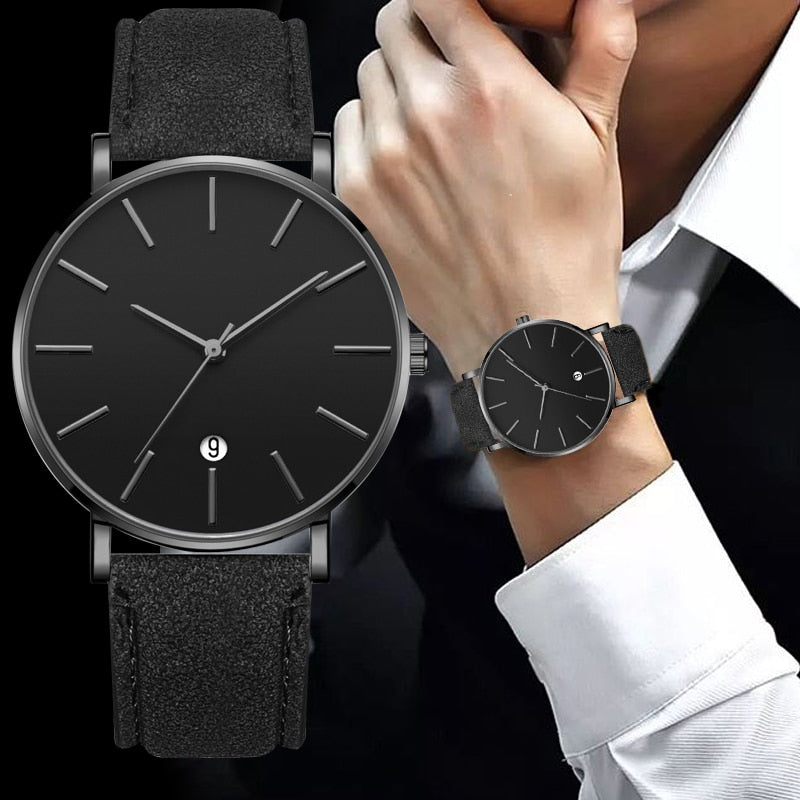 Synthetic Leather Analog Quartz Watch - Shopeasywear