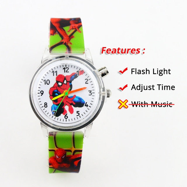 Colorful Flash Light Spiderman Kids Watches - Shopeasywear