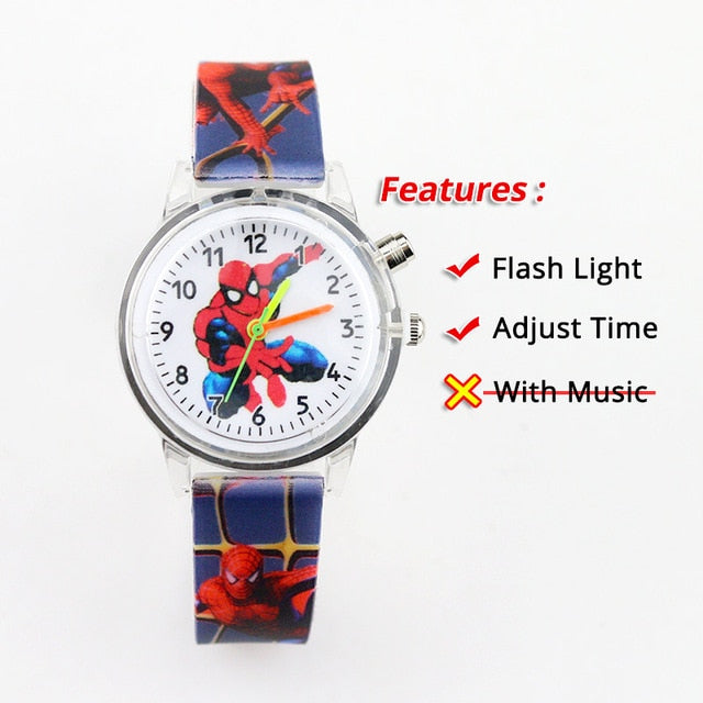 Colorful Flash Light Spiderman Kids Watches - Shopeasywear
