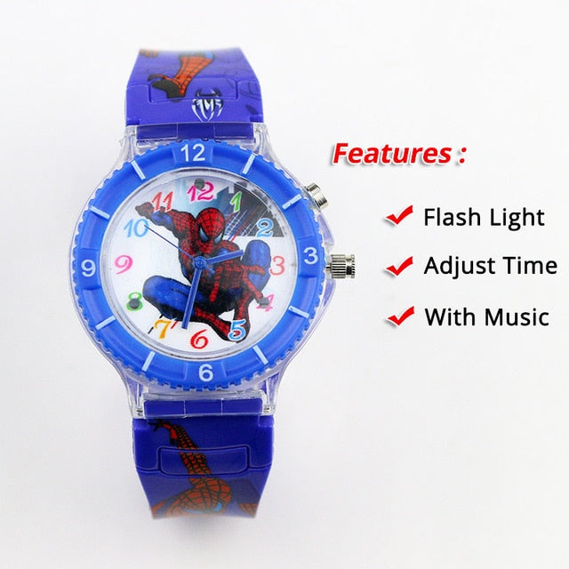 Colorful Flash Light Spiderman Kids Watches - Shopeasywear
