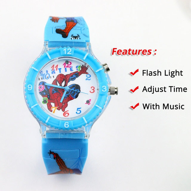 Colorful Flash Light Spiderman Kids Watches - Shopeasywear