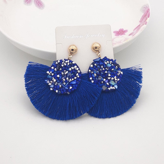 Shiny Crystal Tassel Earrings Handmade Rhinestone Pendant Statement Long Fringe Earrings for Women Fashion Jewelry 2019 - Shopeasywear