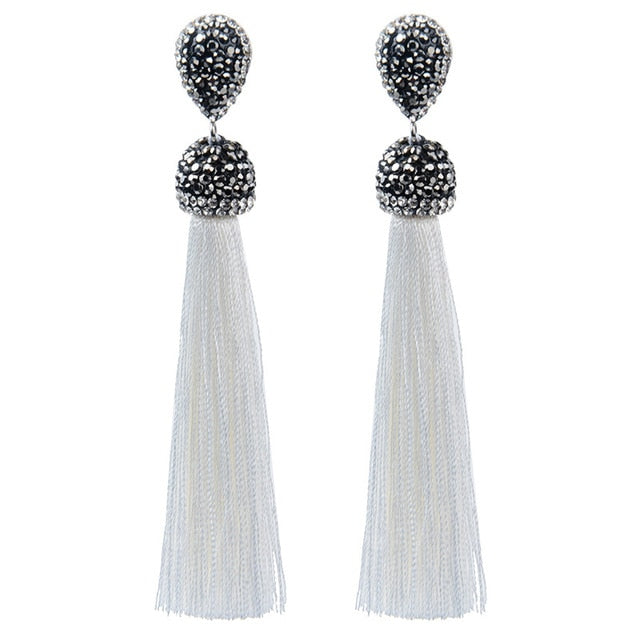 Shiny Crystal Tassel Earrings Handmade Rhinestone Pendant Statement Long Fringe Earrings for Women Fashion Jewelry 2019 - Shopeasywear