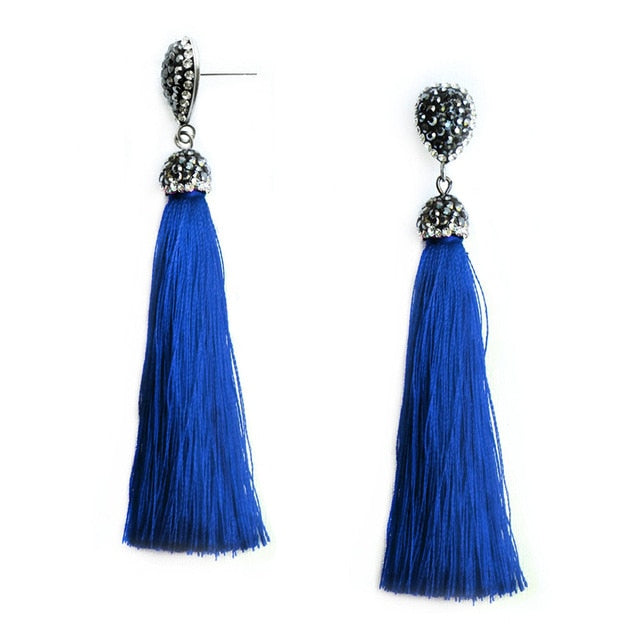 Shiny Crystal Tassel Earrings Handmade Rhinestone Pendant Statement Long Fringe Earrings for Women Fashion Jewelry 2019 - Shopeasywear