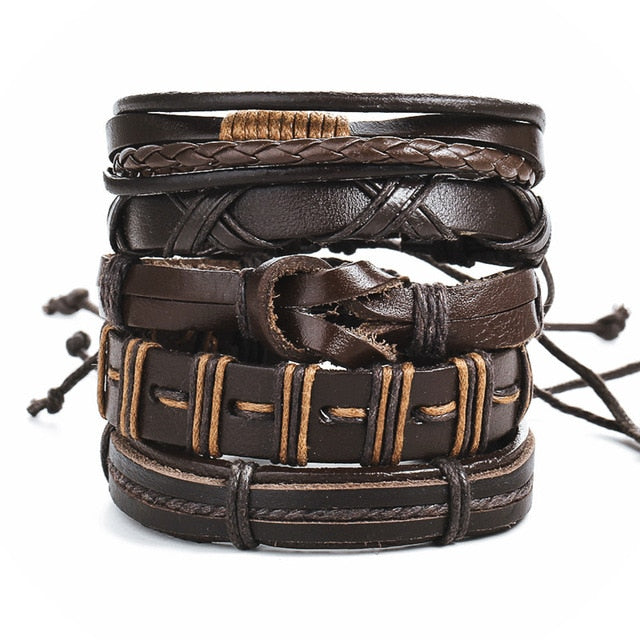 Leaf Feather Multi layer Leather Bracelet - Shopeasywear