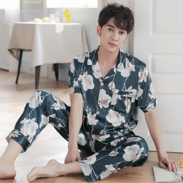 Silk Satin Couple Pajamas Set