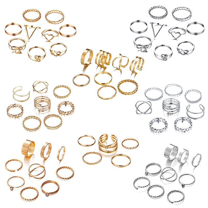 30pcs/set Gold Ring Set