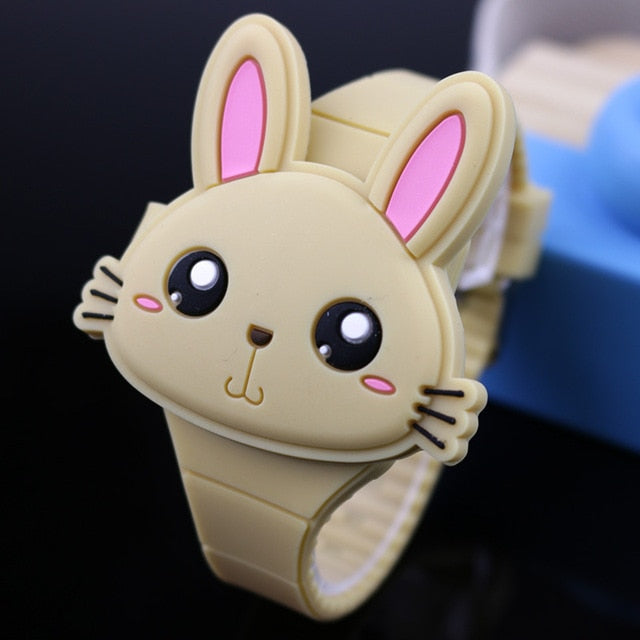 Lovely Rabbit Cartoon Children Watches Flip Cover Rubber Electronic Kids Watch for Boy Student Girls Clock Reloj Infantil Saati - Shopeasywear