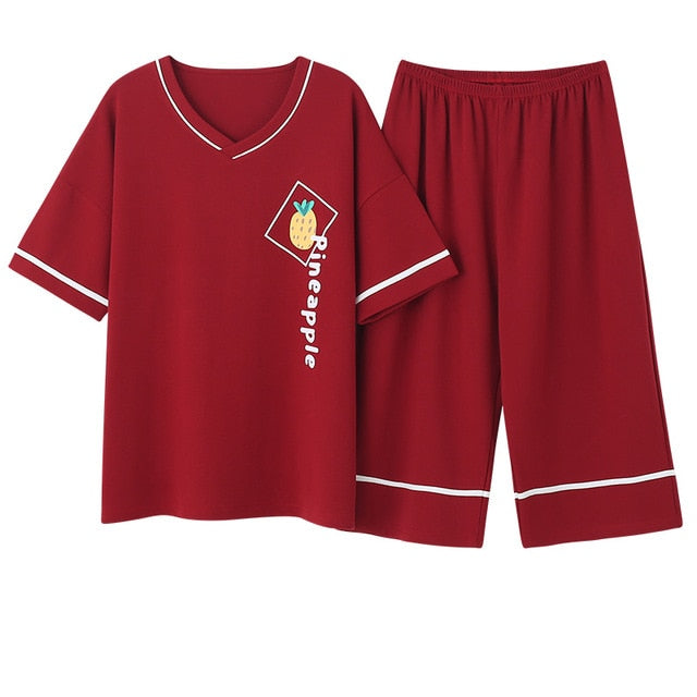 Newest Summer 100% Cotton Cartoon Women Pajamas