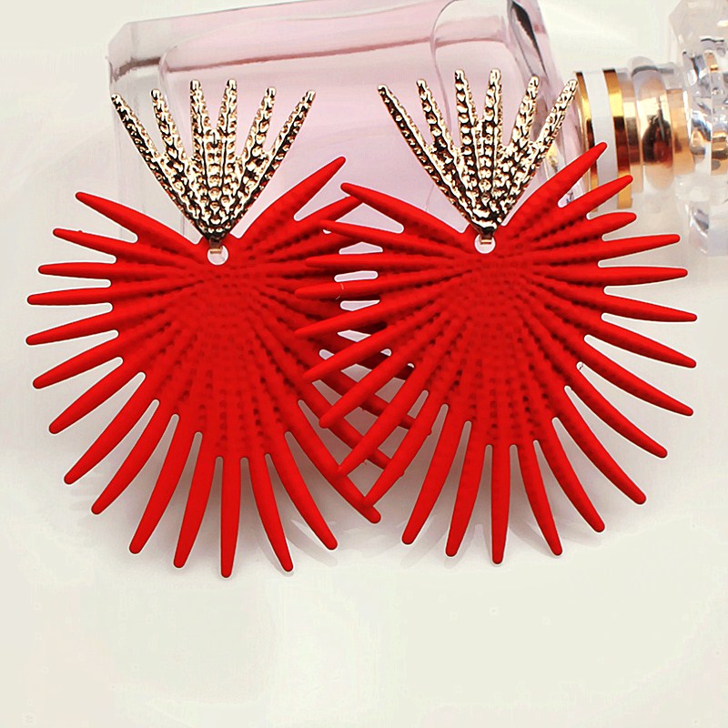 New exaggerated Big Earrings for Women Irregular Geometric Zinc Alloy Earring Fashion female Jewelry Halloween Gifts Red Green - Shopeasywear