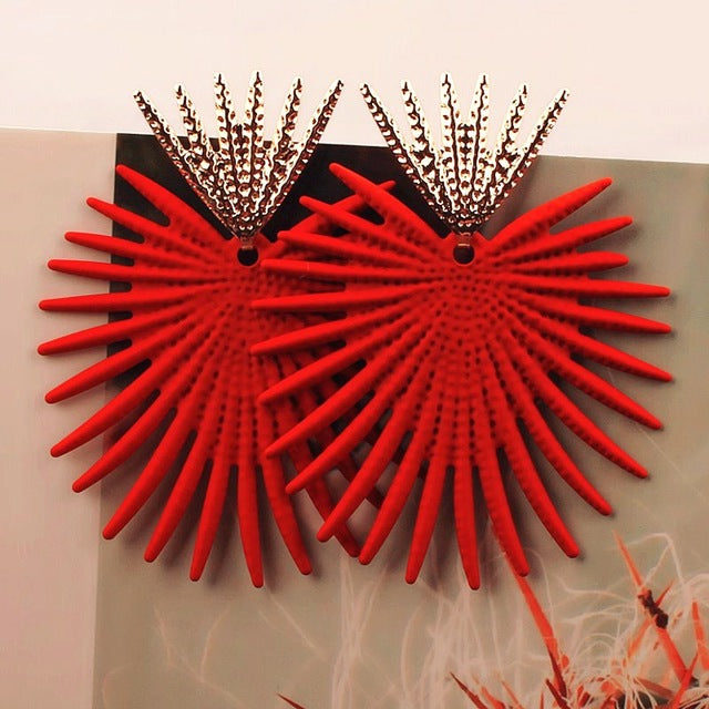 New exaggerated Big Earrings for Women Irregular Geometric Zinc Alloy Earring Fashion female Jewelry Halloween Gifts Red Green - Shopeasywear