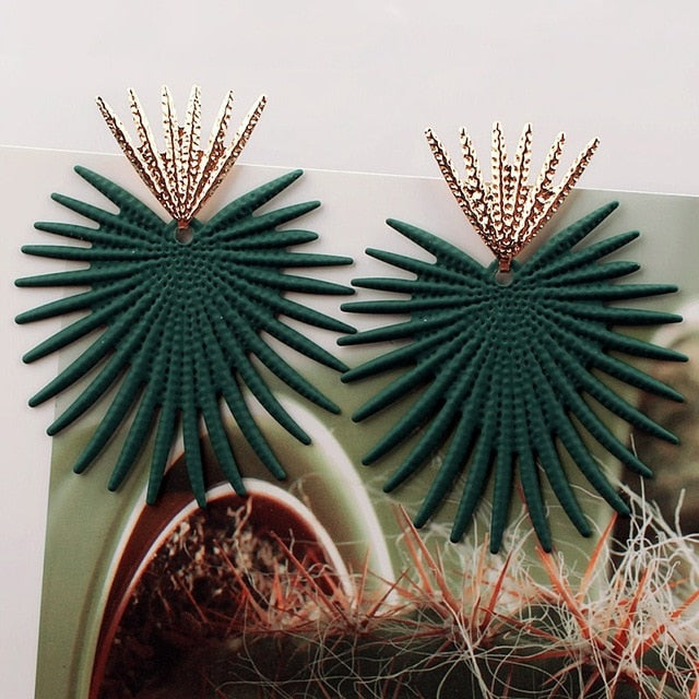 New exaggerated Big Earrings for Women Irregular Geometric Zinc Alloy Earring Fashion female Jewelry Halloween Gifts Red Green - Shopeasywear