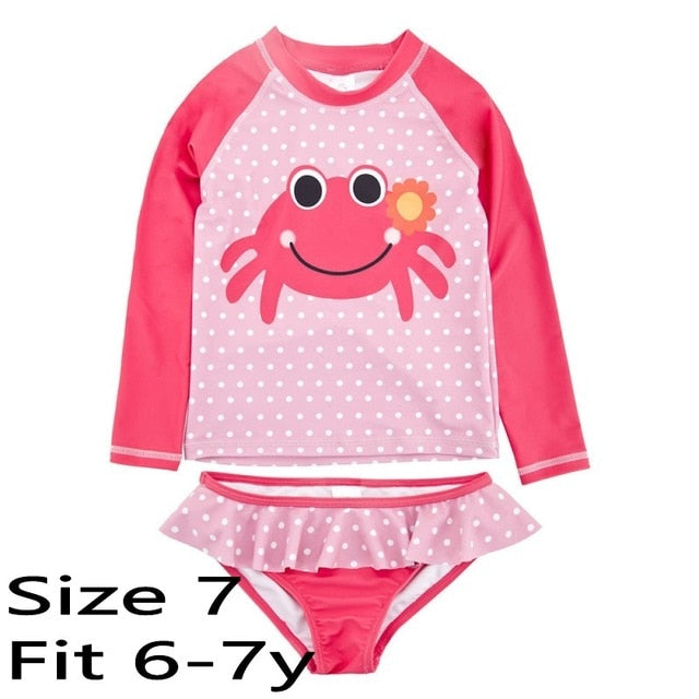 Baby Girls Crab Pink Dot Swimsuit