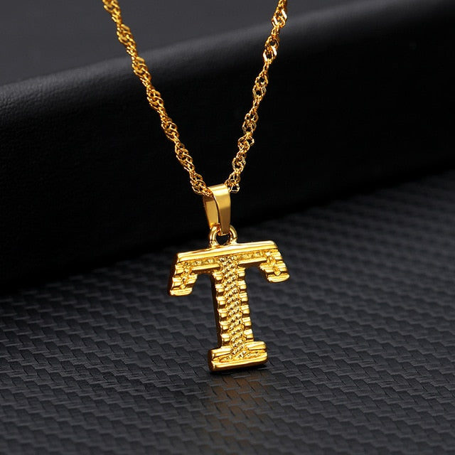 Tiny Gold Initial Letter Necklace - Shopeasywear