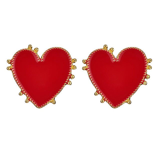 Bohemia Big Red Heart Earrings - Shopeasywear