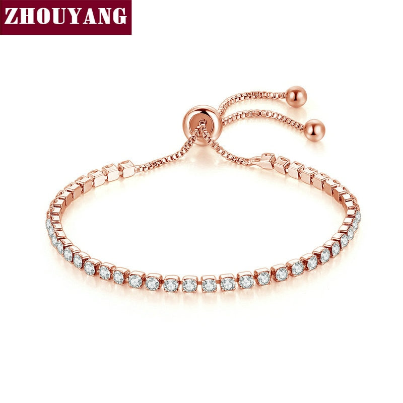 ZHOUYANG Bracelet For Women Luxury Style 4 Color 4 Claws Mosaic Cubic Zirconia Silver Color Fashion Jewelry Gift H095 - Shopeasywear