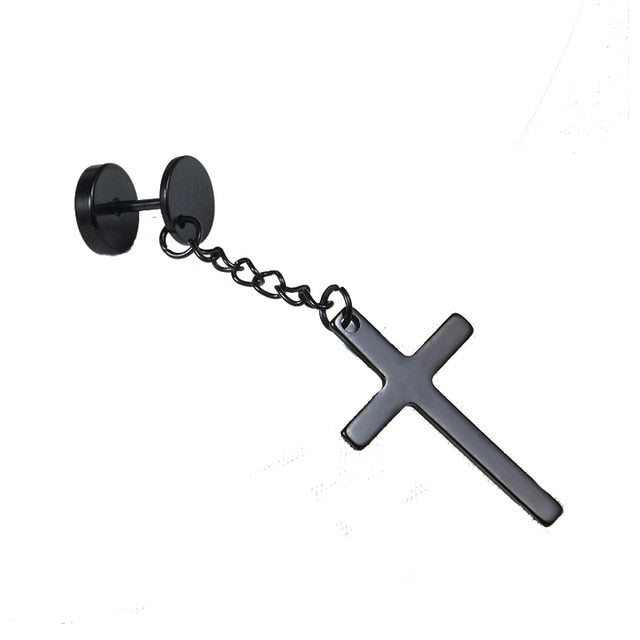 1 pair Punk Black Multiple Styles Stainless Earrings - Jeglow store
