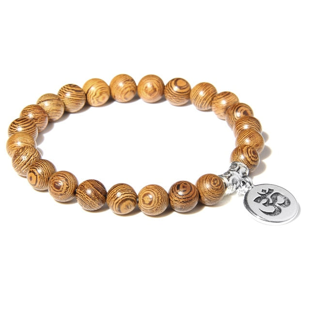 Handmade Natural Stone Lotus Ohm Buddha Beads Bracelet Pink Zebra Stone Lotus Charm Bracelet for Women Men Yoga Jewelry Gifts - Shopeasywear