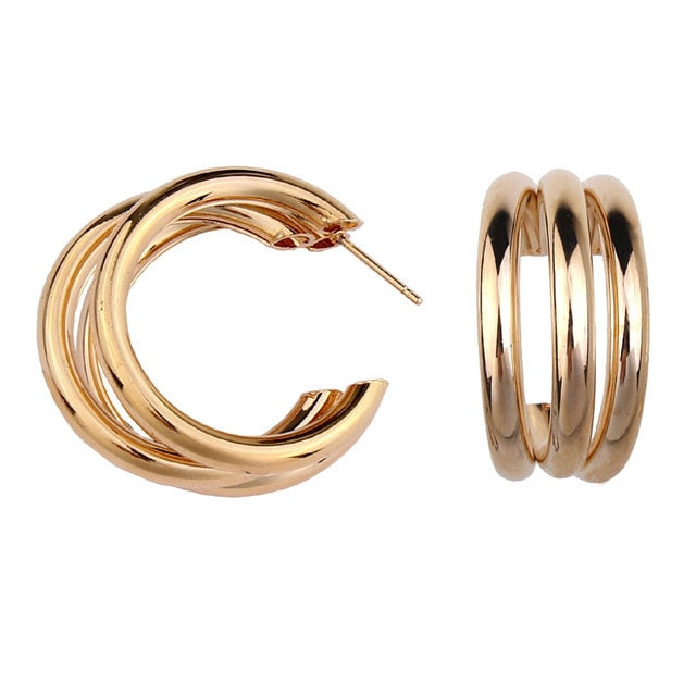 Punk Gold Circle Alloy Earrings - Shopeasywear